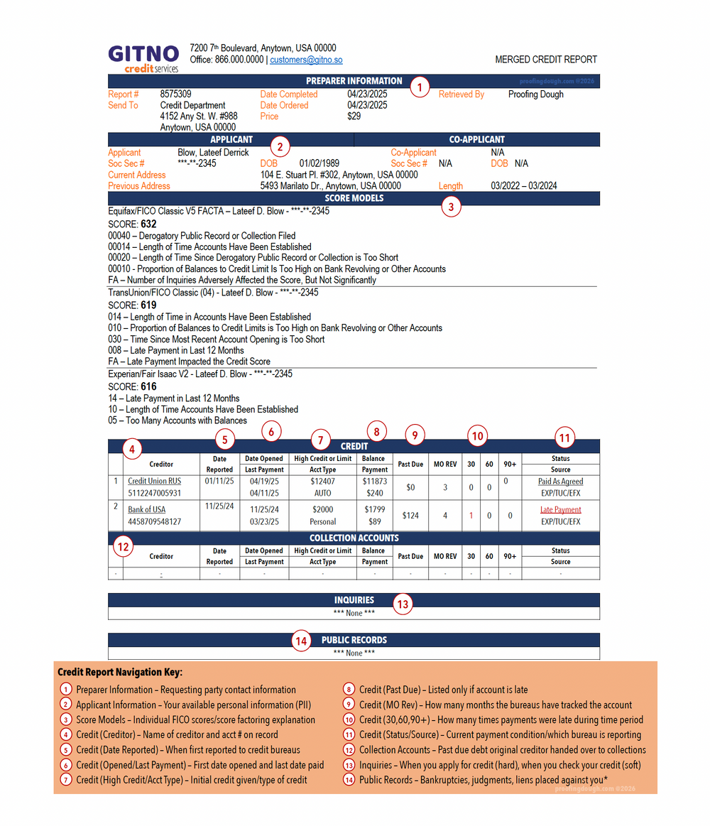 The Credit Clean Up Sample Credit Report Image