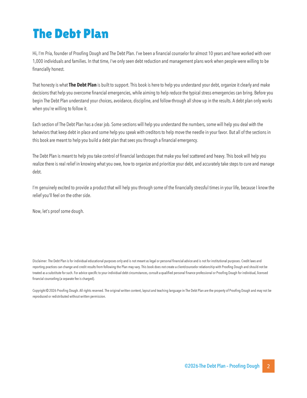 image The Debt Plan Introduction | ©2026 Proofing Dough