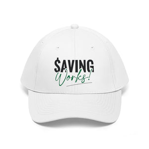 Open image in slideshow, You’re in the minority - you KNOW Saving Works. Say it loud and proud with this Savings Works Twill Hat from Proofing Dough!
