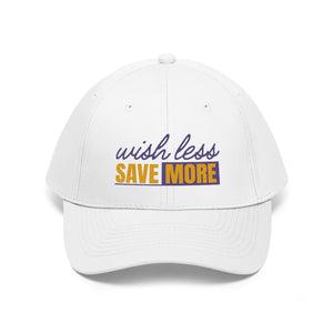 Open image in slideshow, Wish Less, Save More twill hat from Proofing Dough.
